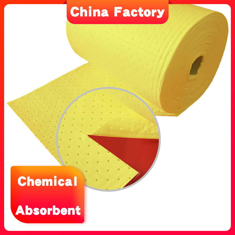 High absorbency yellow hazmat absorbent roll for control the liquid leak